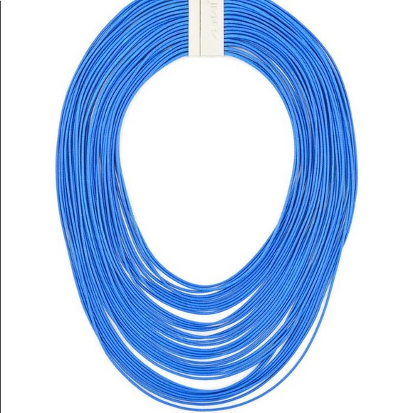Faux Leather Cord Necklace in Blue - Picture 1 of 6